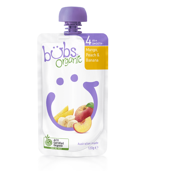 Organic Bubs Mango, Peach & Banana (4m+)