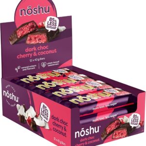 Noshu Single Bars POS Dark Choc & Cherry Coconut