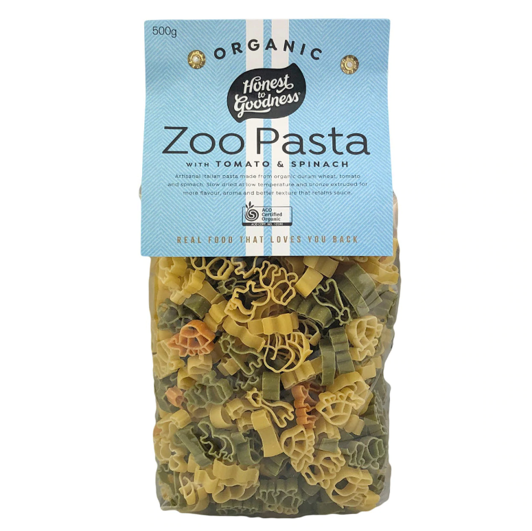 Honest To Goodness Zoo Pasta Tomato & Spinach